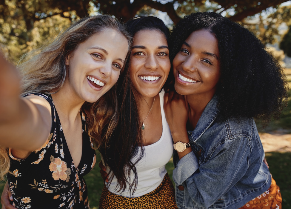 group of girls having selfie